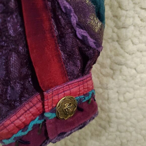 Vintage Sandy Starkman Jacket Women XL Burgundy Pink Blue Paisley Patchwork Boho - Picture 15 of 16